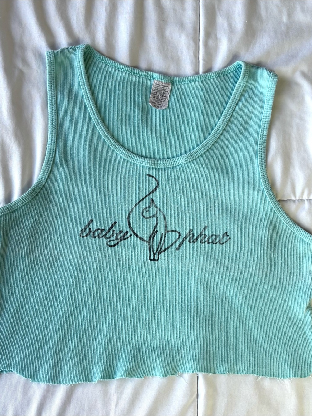Vintage Y2K Baby Phat Mint Ribbed Cropped Logo Tank